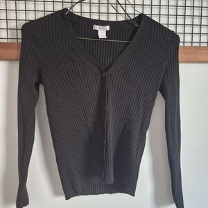 H&M Black Ribbed Knit Top